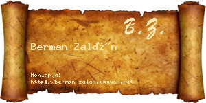Berman Zalán névjegykártya